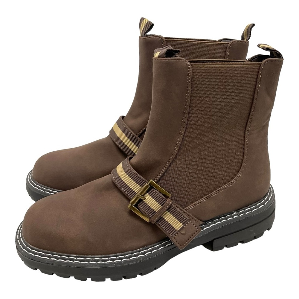 Journee Rilie Brown Vegan Leather Comfort Casual Chelsea Boots Women’s 8.5